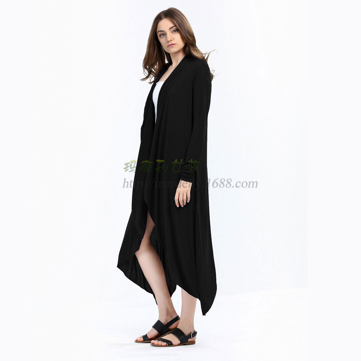 SZ60003-1-2 Fashion Ladies Long Cardigans Knit Sweaters For Women